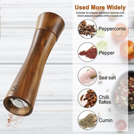 Igoods Igoods Peper- en Zoutmolen Set - Pepermolen Hout - Zoutmolen Hout - Peper- en Zoutmolen - Kruidenmaler - 2 Stuks - Donkerbruin - 20cm