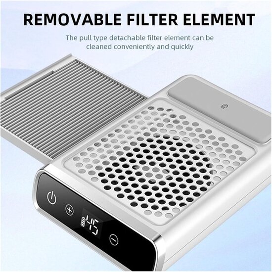 Igoods Igoods Nagelstofafzuiger - Oplaadbare Stofafzuiger met Touchscreen - Dust Collector - Herbruikbare Filter - Voeten en Handen - Stofafzuiger Manicure - Wit