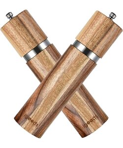 Igoods Peper- en Zoutmolen Set - Pepermolen Hout - Zoutmolen Hout - Peper- en Zoutmolen - Kruidenmaler - 2 Stuks - Donkerbruin - 20cm
