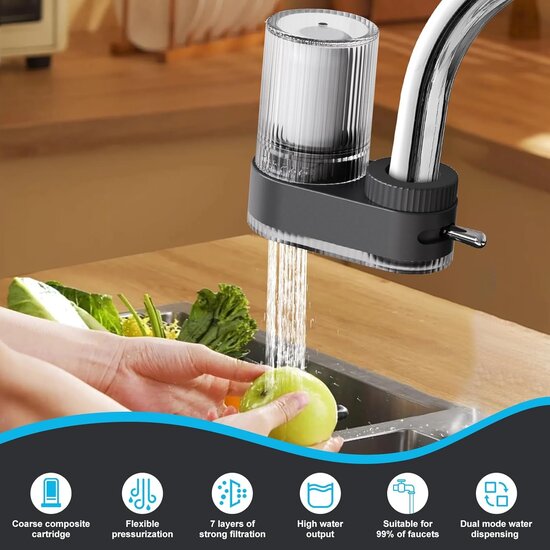 Igoods Igoods Waterfilter - Kraanfilter - Keukenkraan Filter - Waterverzuiveraar Kraanwater - Waterontharder - Zwart