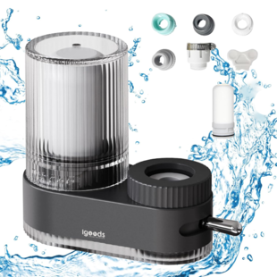 Igoods Waterfilter - Kraanfilter - Keukenkraan Filter - Waterverzuiveraar Kraanwater - Waterontharder - Zwart