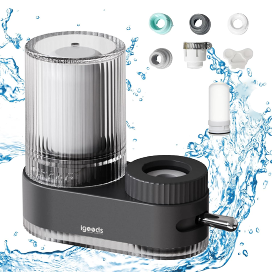 Igoods Igoods Waterfilter - Kraanfilter - Keukenkraan Filter - Waterverzuiveraar Kraanwater - Waterontharder - Zwart