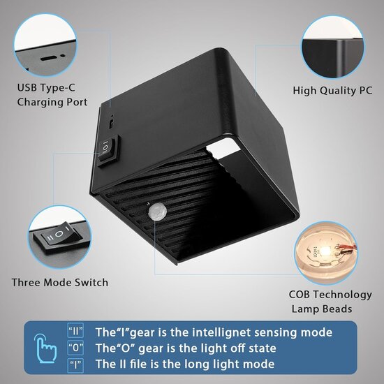 Igoods Igoods Wandlamp - Muurlamp - Buitenlamp - Wandlamp met Sensor - Motion Sensor - Binnen en Buiten - Zwart
