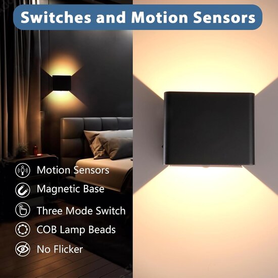 Igoods Igoods Wandlamp - Muurlamp - Buitenlamp - Wandlamp met Sensor - Motion Sensor - Binnen en Buiten - Zwart