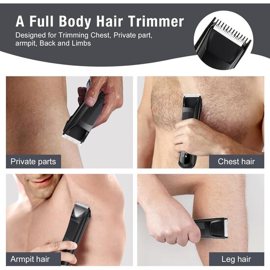 Igoods Igoods Baardtrimmer - Waterdichte Baardtrimmer - Tondeuse - Lichaamstrimmer - Scheerapparaat - Voor Mannen - 3 Opzetstukken - Oplaadbaar - Zwart