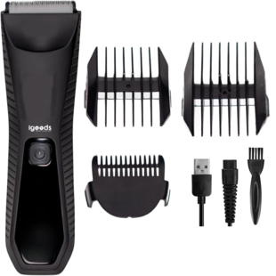Igoods Baardtrimmer - Waterdichte Baardtrimmer - Tondeuse - Lichaamstrimmer - Scheerapparaat - Voor Mannen - 3 Opzetstukken - Oplaadbaar - Zwart