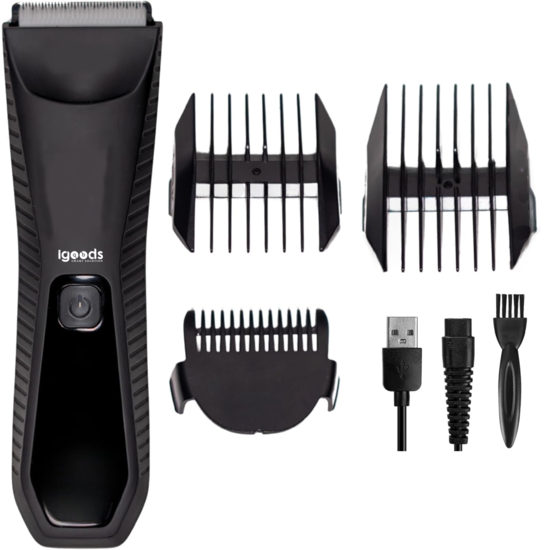 Igoods Igoods Baardtrimmer - Waterdichte Baardtrimmer - Tondeuse - Lichaamstrimmer - Scheerapparaat - Voor Mannen - 3 Opzetstukken - Oplaadbaar - Zwart
