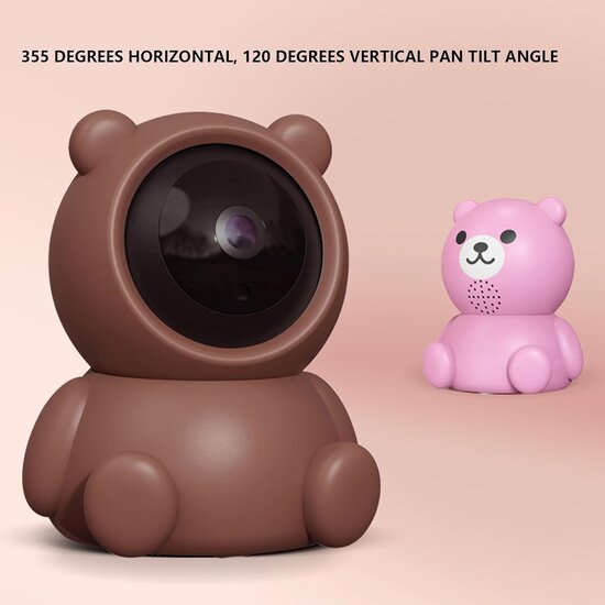 Igoods Igoods Beveiliginscamera - Wifi Camera - Babycamera - Camera Binnen - Draadloos - Teddybeer - HD Kwaliteit - 360° - Bellen Optie - met App - Bruin
