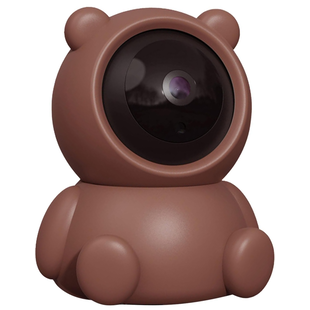 Igoods Beveiliginscamera - Wifi Camera - Babycamera - Camera Binnen - Draadloos - Teddybeer - HD Kwaliteit - 360° - Bellen Optie - met App - Bruin