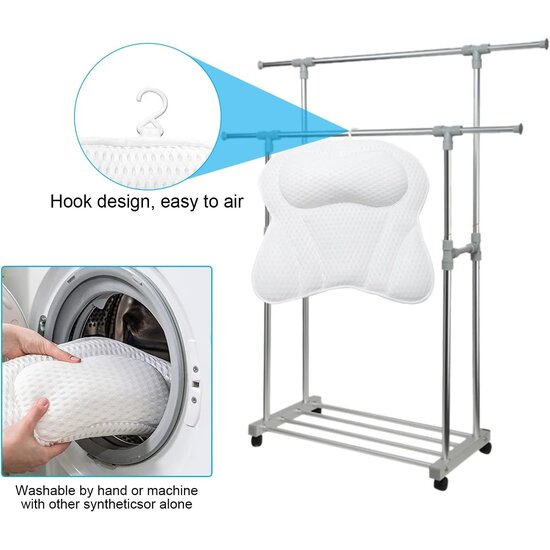 Igoods Igoods Luxe Badkussen - Home Spa Badkussen - Hoofd/nek/rug en schoudersteun - Thuisspa - Badkussen met 6 zuignappen - Luxe Badaccessoire - Wit