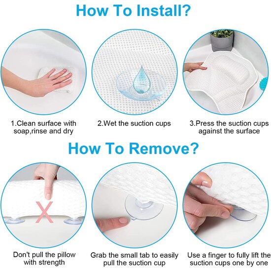 Igoods Igoods Luxe Badkussen - Home Spa Badkussen - Hoofd/nek/rug en schoudersteun - Thuisspa - Badkussen met 6 zuignappen - Luxe Badaccessoire - Wit