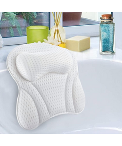 Igoods Luxe Badkussen - Home Spa Badkussen - Hoofd/nek/rug en schoudersteun - Thuisspa - Badkussen met 6 zuignappen - Luxe Badaccessoire - Wit