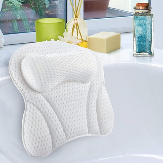 Igoods Igoods Luxe Badkussen - Home Spa Badkussen - Hoofd/nek/rug en schoudersteun - Thuisspa - Badkussen met 6 zuignappen - Luxe Badaccessoire - Wit
