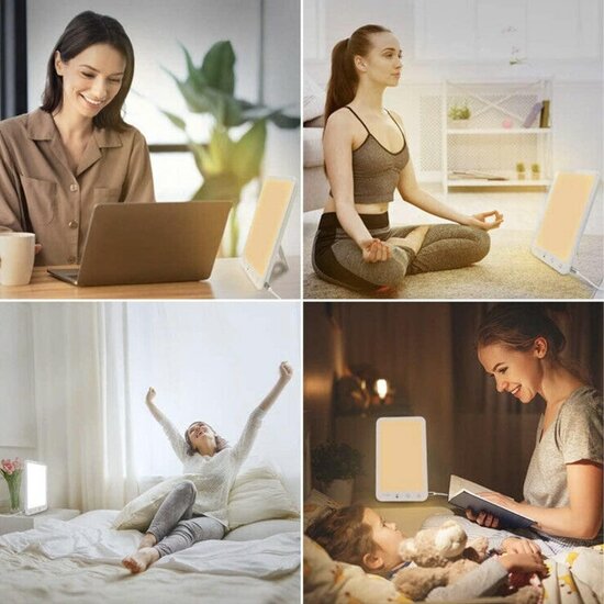 Igoods Igoods Daglichtlamp - Lichttherapielamp - Daylight Lamp - LED Daglicht Lamp - Tablet Vorm - Staand - Slaapverbeteraar - SAD Lamp - Incl Oplader - Wit
