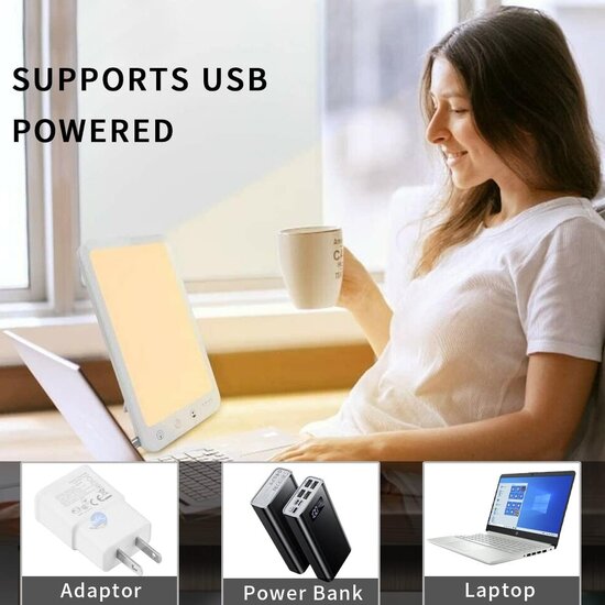 Igoods Igoods Daglichtlamp - Lichttherapielamp - Daylight Lamp - LED Daglicht Lamp - Tablet Vorm - Staand - Slaapverbeteraar - SAD Lamp - Incl Oplader - Wit