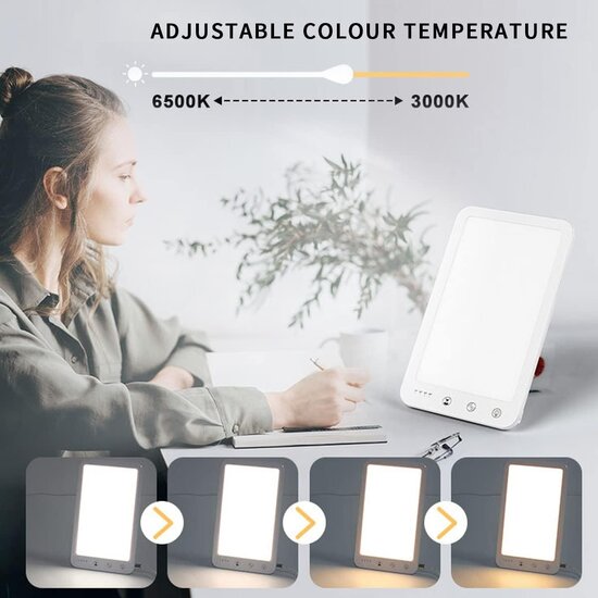 Igoods Igoods Daglichtlamp - Lichttherapielamp - Daylight Lamp - LED Daglicht Lamp - Tablet Vorm - Staand - Slaapverbeteraar - SAD Lamp - Incl Oplader - Wit