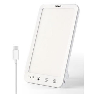 Igoods Daglichtlamp - Lichttherapielamp - Daylight Lamp - LED Daglicht Lamp - Tablet Vorm - Staand - Slaapverbeteraar - SAD Lamp - Incl Oplader - Wit