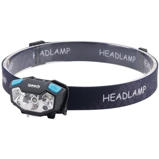 Igoods Igoods Hoofdlamp - Oplaadbaar - Verstelbaar - Inclusief Oplader - Kantelbaar - Verschillende Standen - Mini Hoofdlamp - Zwart