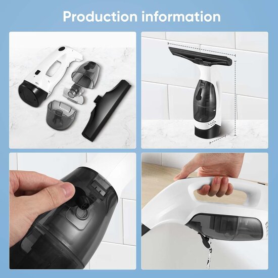 Igoods Igoods Elektrische Raamwisser - Ramenreiniger - Glazenwasser - Oplaadbaar - Raamtrekker - Inwasser - Streepvrij - Set van 2 - 150ml - Wit