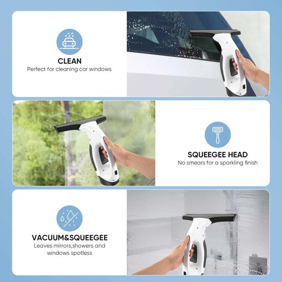 Igoods Igoods Elektrische Raamwisser - Ramenreiniger - Glazenwasser - Oplaadbaar - Raamtrekker - Inwasser - Streepvrij - Set van 2 - 150ml - Wit