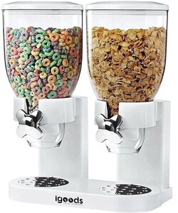 Igoods Ontbijtgranen Dispenser - Voorraadpotten - Voedselblik BPA Vrij - Cornflakes Opslag - 2 x 2 Liter - Wit
