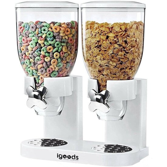 Igoods Igoods Ontbijtgranen Dispenser - Voorraadpotten - Voedselblik BPA Vrij - Cornflakes Opslag - 2 x 2 Liter - Wit