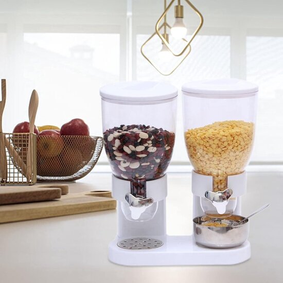 Igoods Igoods Ontbijtgranen Dispenser - Voorraadpotten - Voedselblik BPA Vrij - Cornflakes Opslag - 2 x 2 Liter - Wit