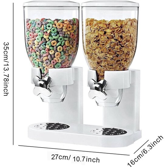 Igoods Igoods Ontbijtgranen Dispenser - Voorraadpotten - Voedselblik BPA Vrij - Cornflakes Opslag - 2 x 2 Liter - Wit