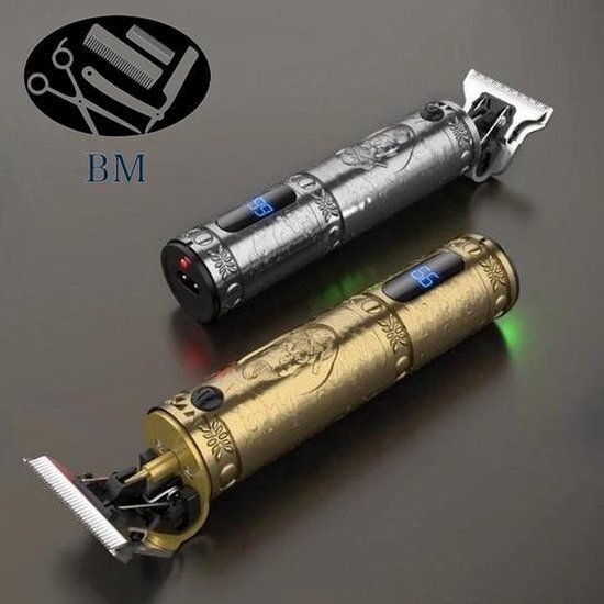 Igoods Igoods Tondeuse - Luxe Tondeuse met Display - Professionele Trimmer - Groomer - Scheerapparaat - Baardtrimmer - Draadloos - USB Opladen - Inclusief 3 opzetkammen – Goud