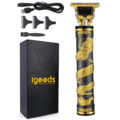 Igoods Igoods Tondeuse - Luxe Tondeuse - Professionele Trimmer - Groomer - Scheerapparaat - Baardtrimmer - Draadloos - USB Opladen - Inclusief 4 opzetkammen – Goud