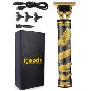Igoods Tondeuse - Luxe Tondeuse - Professionele Trimmer - Groomer - Scheerapparaat - Baardtrimmer - Draadloos - USB Opladen - Inclusief 4 opzetkammen – Goud