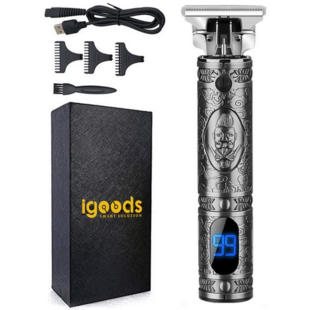 Igoods Tondeuse - Luxe Tondeuse met Display - Professionele Trimmer - Groomer - Scheerapparaat - Baardtrimmer - Draadloos - USB Opladen - Inclusief 3 opzetkammen – Zilver