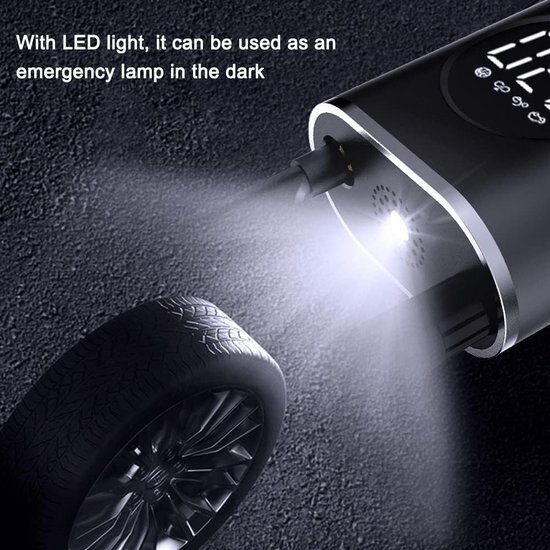 Igoods Igoods Luchtpomp - Luchtcompressor - Bandenpomp - Elektrische Fietspomp - Elektrische Autobanden Pomp - Oplaadbaar - 50W - 7.4V - Zwart