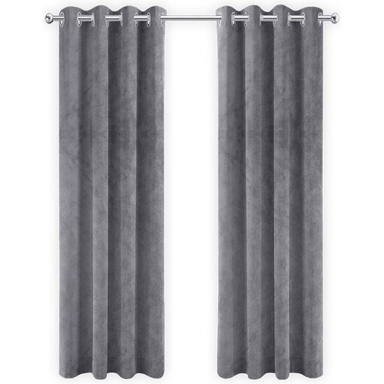 LW collection LW collection - gordijnen - verduisterend - grijs velvet - kant en klaar - fluweel - 140x270cm