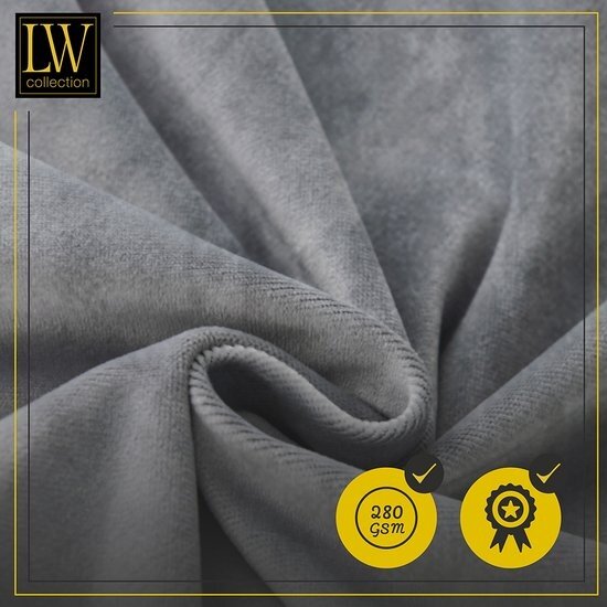 LW collection LW collection - gordijnen - verduisterend - grijs velvet - kant en klaar - fluweel - 140x270cm