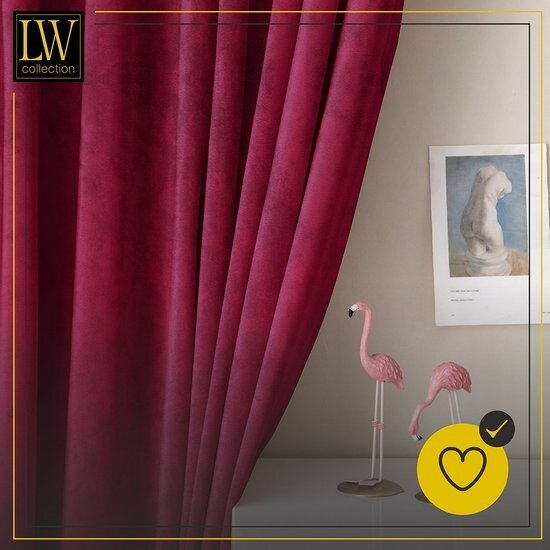 LW collection LW collection - gordijnen - kant en klaar - verduisterend - rood velvet - fluweel - 290x245cm