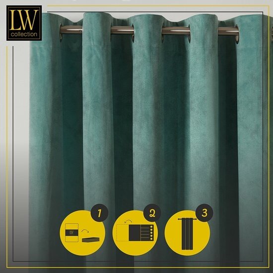 LW collection LW collection - gordijnen - groen velvet - kant en klaar - fluweel - 290x245cm