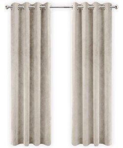 LW collection - gordijnen Beige Velvet Kant en klaar 290x245cm - Kant en klare gordijnen met ringen Velours - Fluwelen Verduisterende gordijnen