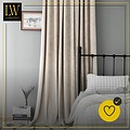 LW collection LW collection - gordijnen Beige Velvet Kant en klaar 290x245cm - Kant en klare gordijnen met ringen Velours - Fluwelen Verduisterende gordijnen
