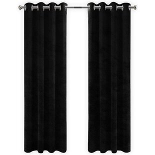 LW collection - gordijnen Zwart Velvet Kant en klaar 290x245cm - Kant en klare gordijnen met ringen Velours - Fluwelen Verduisterende gordijnen