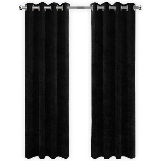 LW collection LW collection - gordijnen Zwart Velvet Kant en klaar 290x245cm - Kant en klare gordijnen met ringen Velours - Fluwelen Verduisterende gordijnen