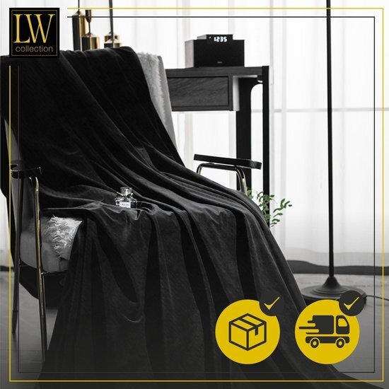 LW collection LW collection - gordijnen Zwart Velvet Kant en klaar 290x245cm - Kant en klare gordijnen met ringen Velours - Fluwelen Verduisterende gordijnen
