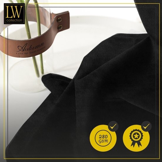 LW collection LW collection - gordijnen Zwart Velvet Kant en klaar 290x245cm - Kant en klare gordijnen met ringen Velours - Fluwelen Verduisterende gordijnen