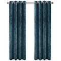 LW collection LW collection - gordijnen Donkerblauw Velvet Kant en klaar 290x270cm - Kant en klare gordijnen met ringen Velours - Fluwelen Verduisterende gordijnen