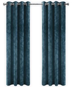 LW collection - gordijnen Donkerblauw Velvet Kant en klaar 290x270cm - Kant en klare gordijnen met ringen Velours - Fluwelen Verduisterende gordijnen