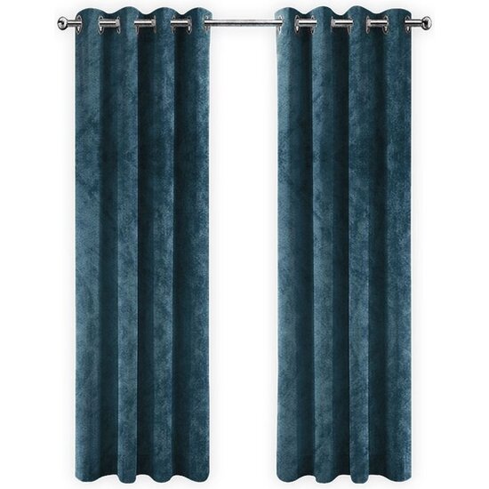 LW collection LW collection - gordijnen Donkerblauw Velvet Kant en klaar 290x270cm - Kant en klare gordijnen met ringen Velours - Fluwelen Verduisterende gordijnen