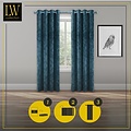 LW collection LW collection - gordijnen Donkerblauw Velvet Kant en klaar 290x270cm - Kant en klare gordijnen met ringen Velours - Fluwelen Verduisterende gordijnen