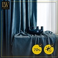 LW collection LW collection - gordijnen Donkerblauw Velvet Kant en klaar 290x270cm - Kant en klare gordijnen met ringen Velours - Fluwelen Verduisterende gordijnen