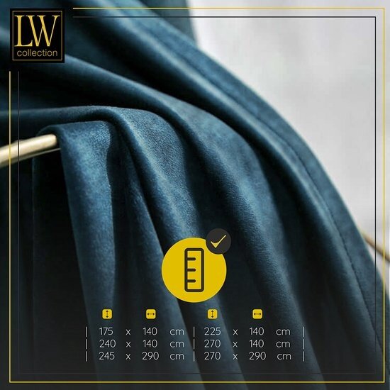 LW collection LW collection - gordijnen Donkerblauw Velvet Kant en klaar 290x270cm - Kant en klare gordijnen met ringen Velours - Fluwelen Verduisterende gordijnen