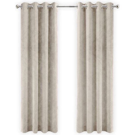 LW collection LW collection - gordijnen Beige Velvet Kant en klaar 290x270cm - Kant en klare gordijnen met ringen Velours - Fluwelen Verduisterende gordijnen